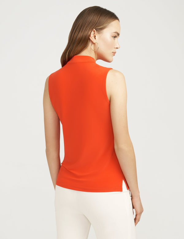 Anne Klein Sleeveless Tie Front Blouse- Sale Poppy