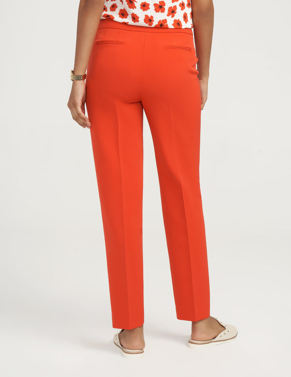 Anne Klein Slim Leg Cotton Bowie Pant- Sale Poppy