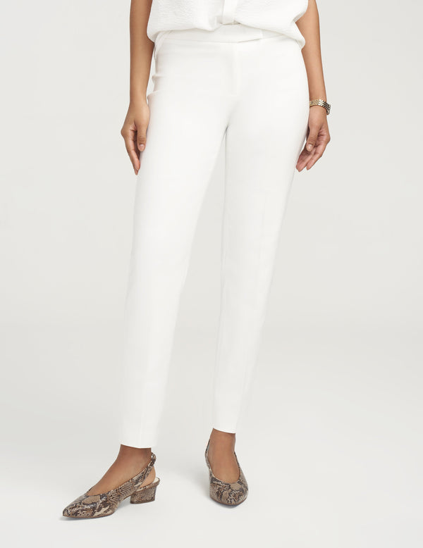 anne klein Slim Leg Cotton Bowie Pant- Sale White