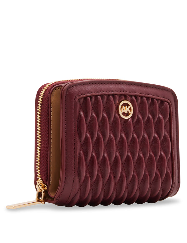 Anne Klein Small Ruched Quilted Wallet Bordeaux