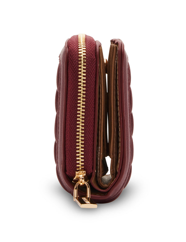 Anne Klein Small Ruched Quilted Wallet Bordeaux