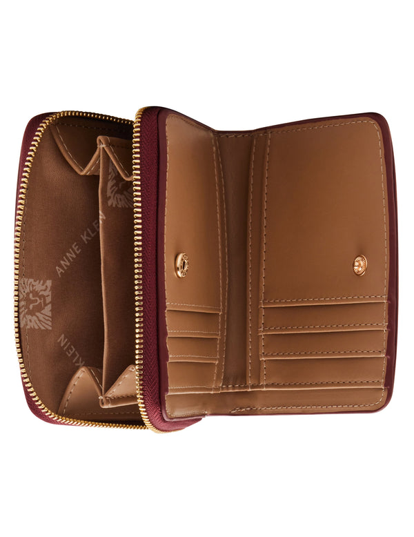 Anne Klein Small Ruched Quilted Wallet Bordeaux