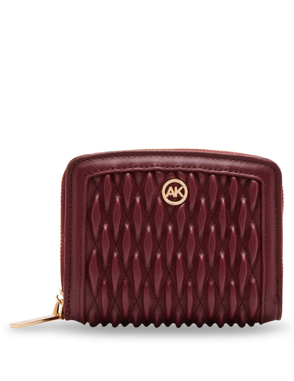 anne klein Small Ruched Quilted Wallet Bordeaux