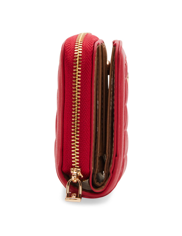 Anne Klein Small Ruched Quilted Wallet Crimson