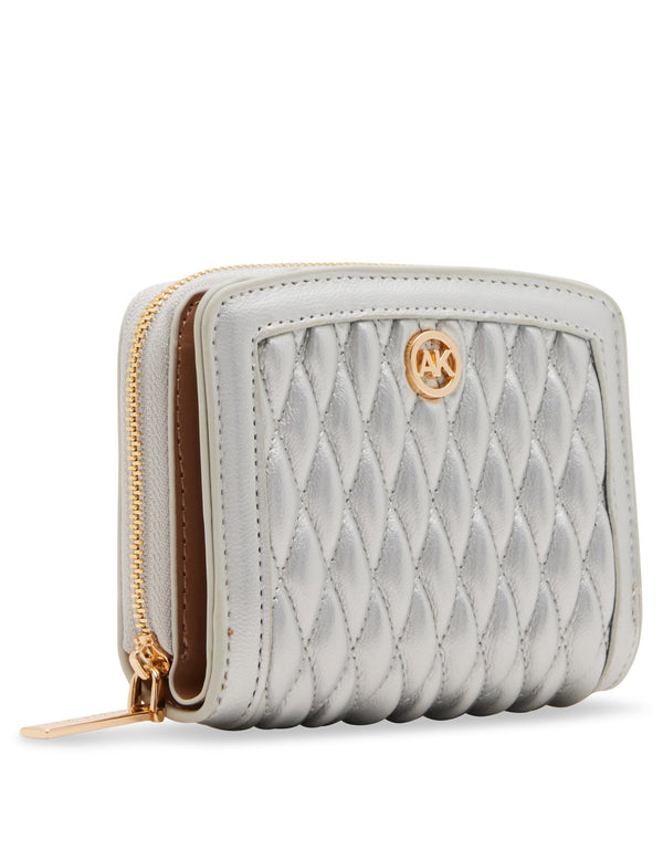 Anne Klein Small Ruched Quilted Wallet Silver
