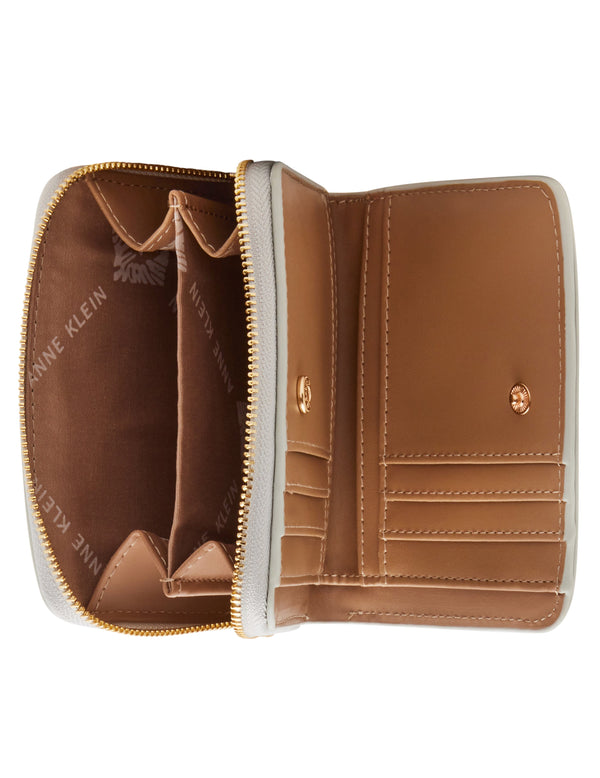 Anne Klein Small Ruched Quilted Wallet Silver