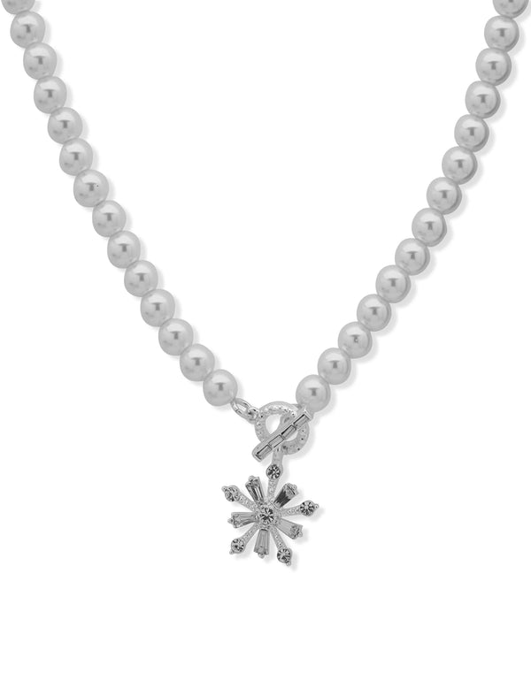 anne klein Snowflake Motif Pendant Necklace