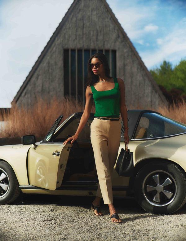 Anne Klein Square Neck Sweater Tank Tropical Green