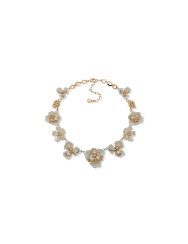 anne klein Stationed Flower Necklace