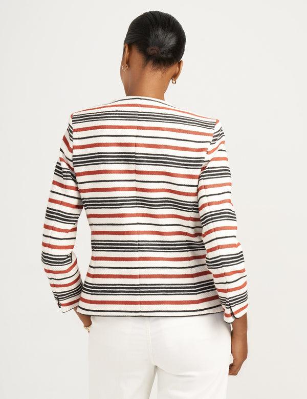 Anne Klein Stripe Tweed Jacket- Sale Cinnamon Combo
