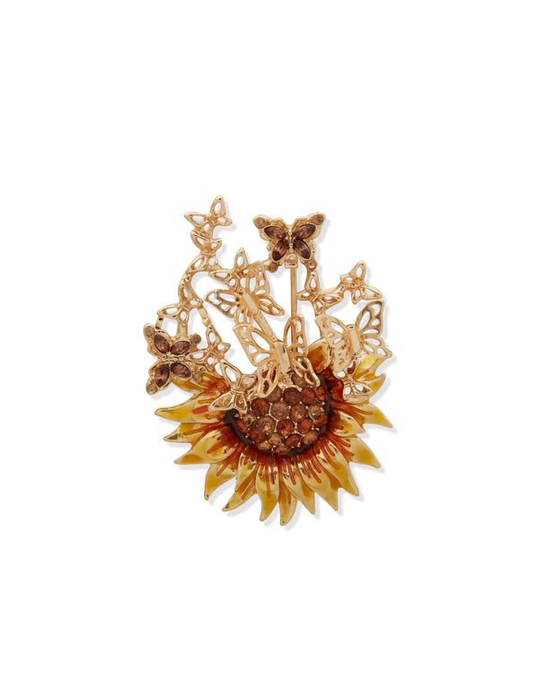 anne klein Sunflower & Butterfly Brooch
