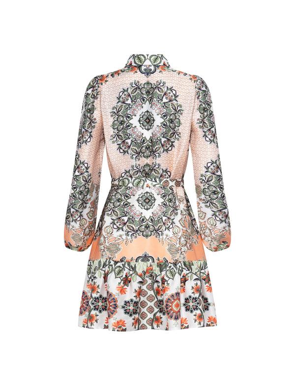 Anne Klein Tiered Shirt Dress Meadow Green Multi