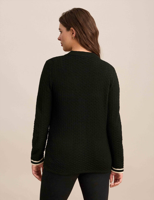 Anne Klein Tipped Cardigan Anne Black/Anne White