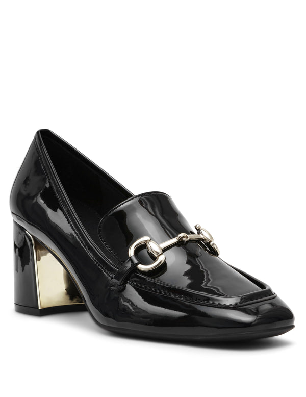 Anne Klein Tobi Loafer Heel Black Patent