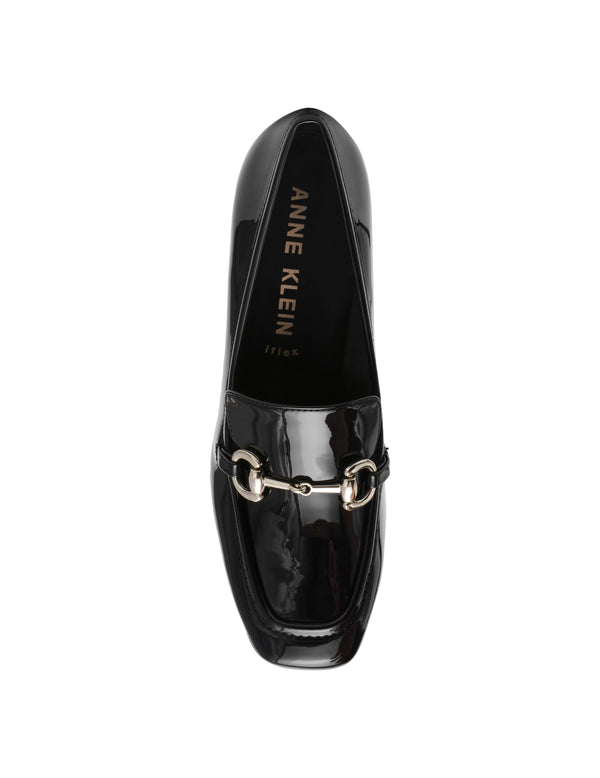 Anne Klein Tobi Loafer Heel Black Patent