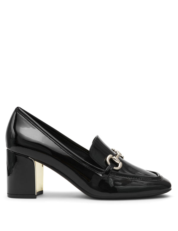 Anne Klein Tobi Loafer Heel Black Patent