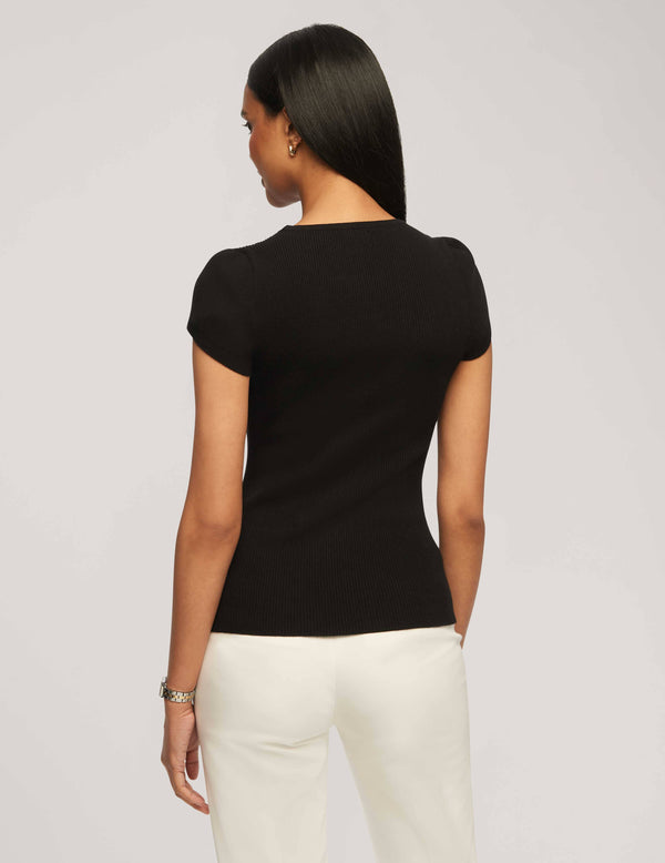 Anne Klein Tulip Sleeve Sweater Anne Black