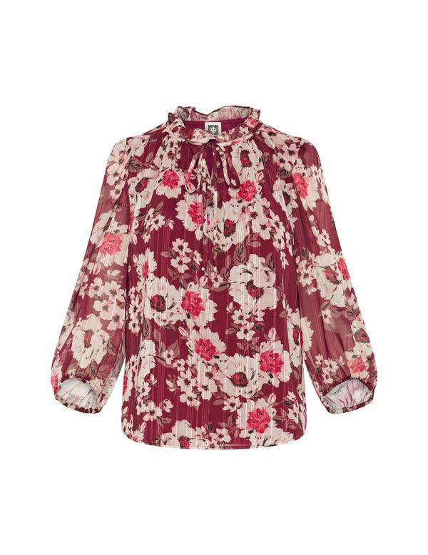 Anne Klein Tulla Blouse- Sale Elderberry Combo