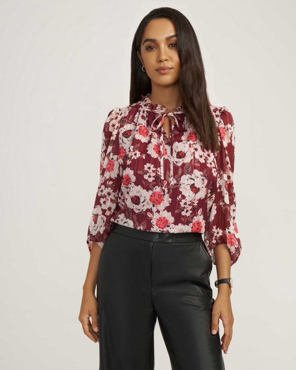 Anne Klein Tulla Blouse- Sale Elderberry Combo