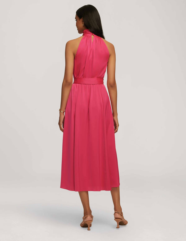Anne Klein Twist Neck Halter Midi- Sale Amaranth
