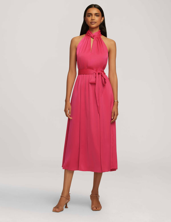anne klein Twist Neck Halter Midi- Sale Amaranth