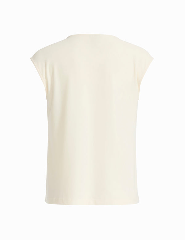 Anne Klein V Neck Lace Trim Top White Dove