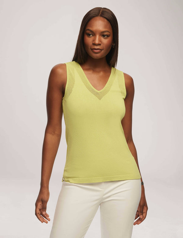 anne klein V-Neck Mesh Tank Top- Sale Sprout