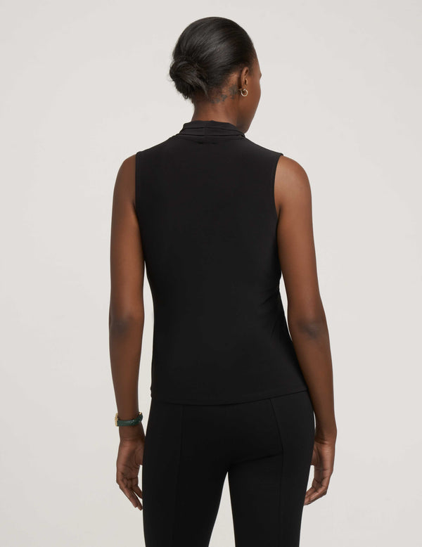 Anne Klein V-Neck Triple Pleat Top Anne Black