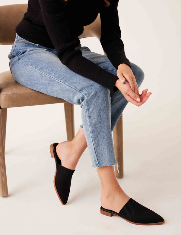 Anne Klein Vassar Knit Mule Black Knit