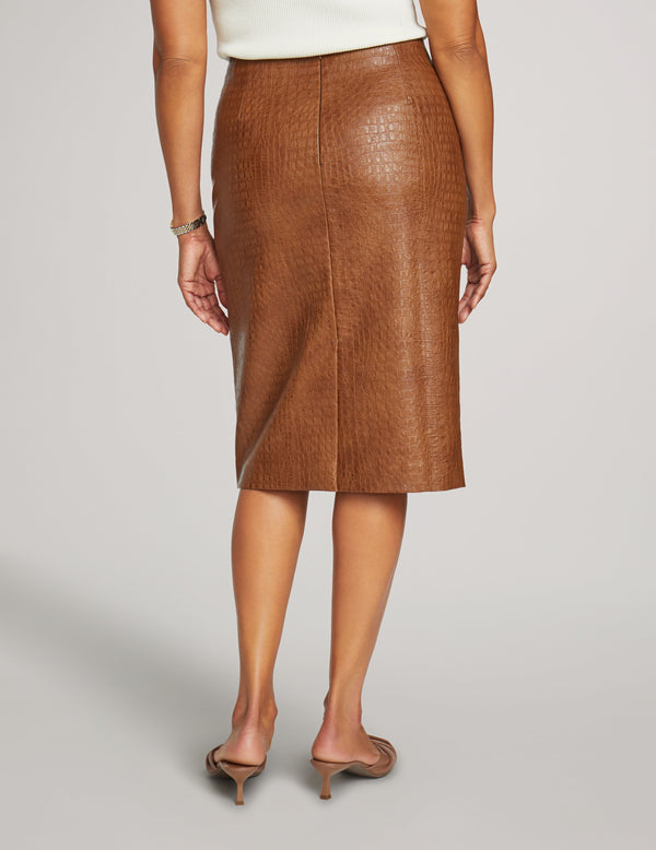 Anne Klein Vegan Leather Skimmer Skirt- Sale Vicuna