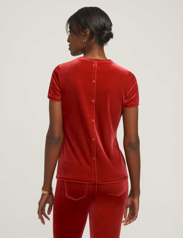 Anne Klein Velour Button Back Tee- Sale Titian Red