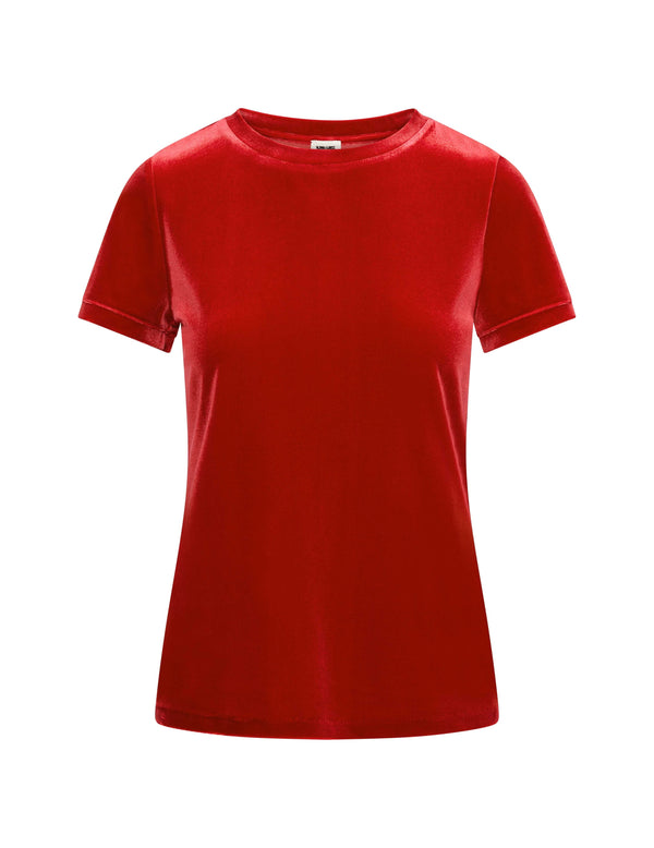 Anne Klein Velour Button Back Tee- Sale Titian Red