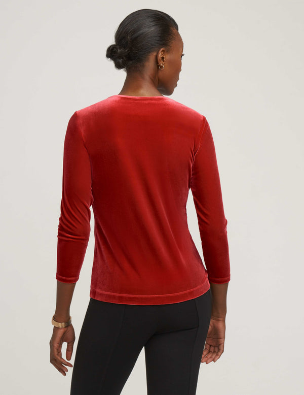 Anne Klein Velour Envelope Top- Sale Titian Red