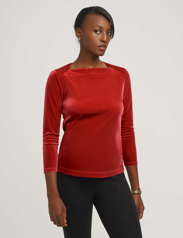 anne klein Velour Envelope Top- Sale Titian Red