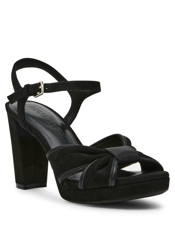 anne klein Verde Platform Heel Black Suede