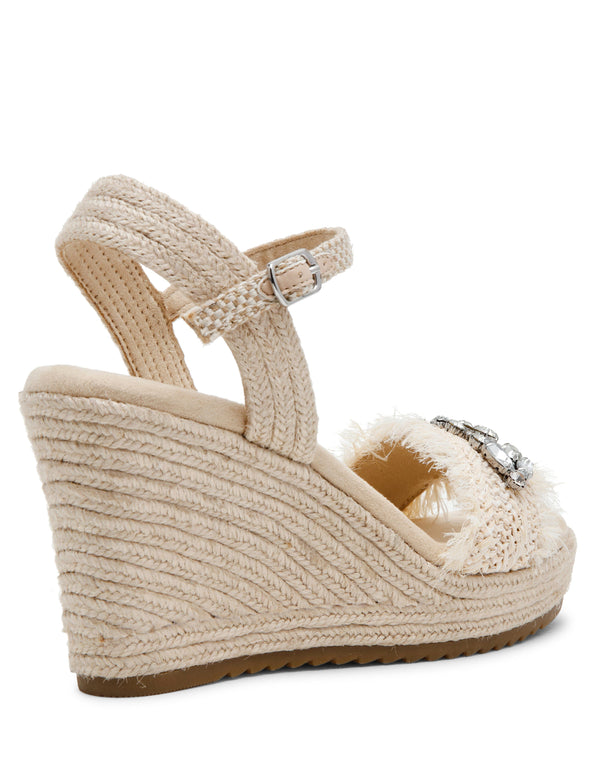 Anne Klein Wilton Crystal Wedge Natural Raffia