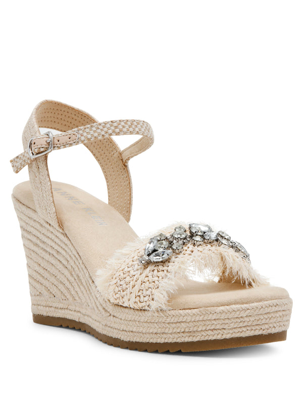 anne klein Wilton Crystal Wedge Natural Raffia