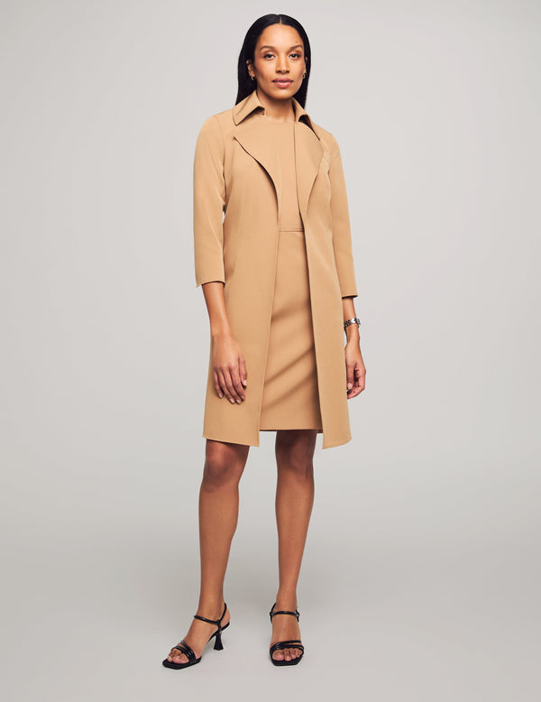 anne klein Anne Stretch Wide Collar Kissing Coat- Sale Vicuna