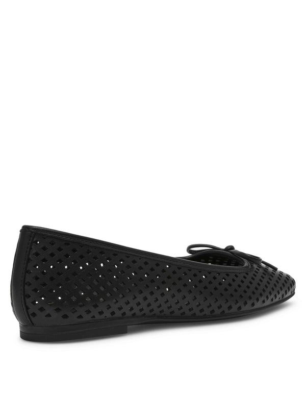 Anne Klein Aspen Perforated Ballet Flat Black Smooth