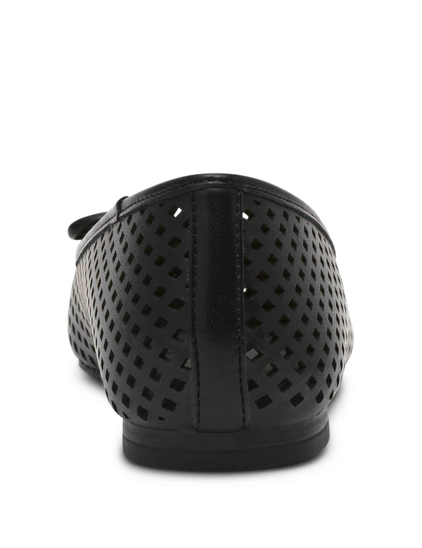 Anne Klein Aspen Perforated Ballet Flat Black Smooth