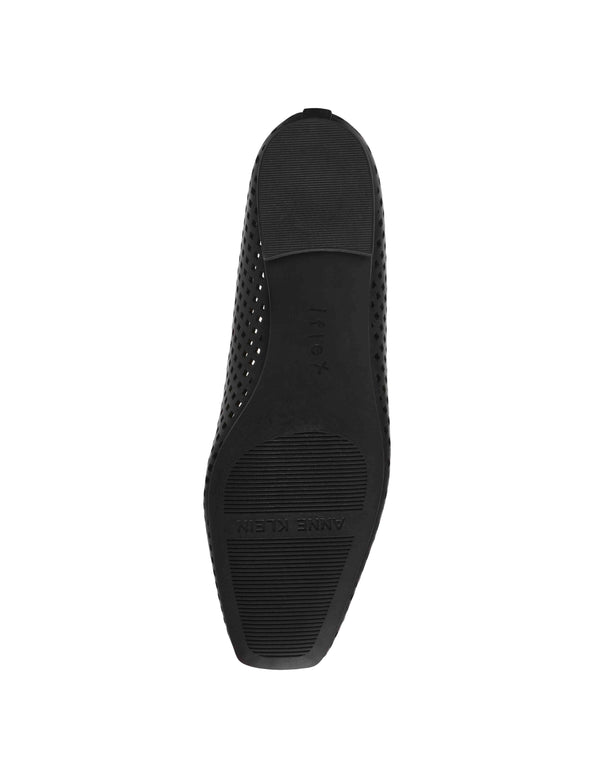 Anne Klein Aspen Perforated Ballet Flat Black Smooth