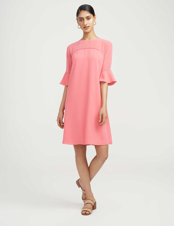 anne klein Bell Sleeve Chiffon A-line Dress- Sale Camellia