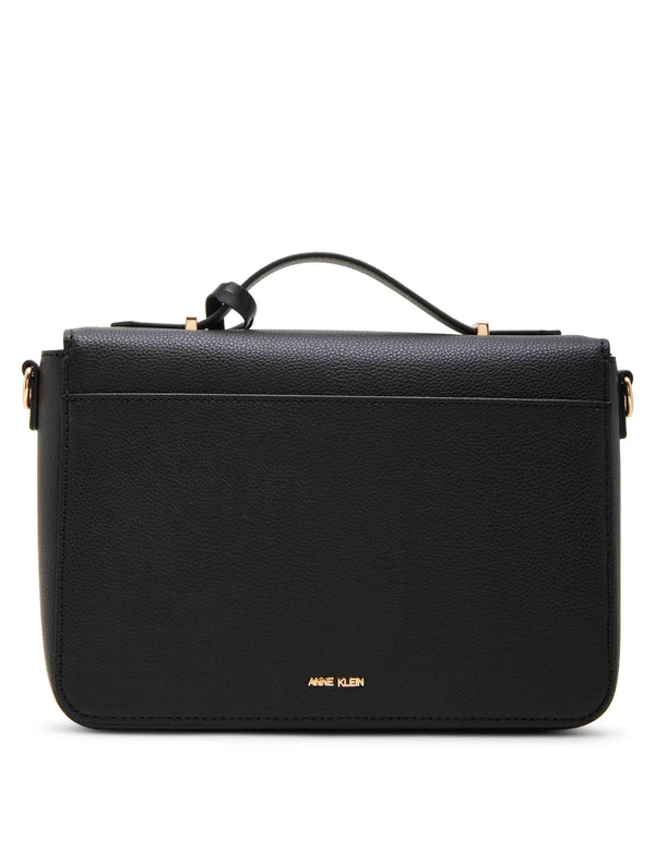 Anne Klein Belted Flap Crossbody With Convertible Strap Black