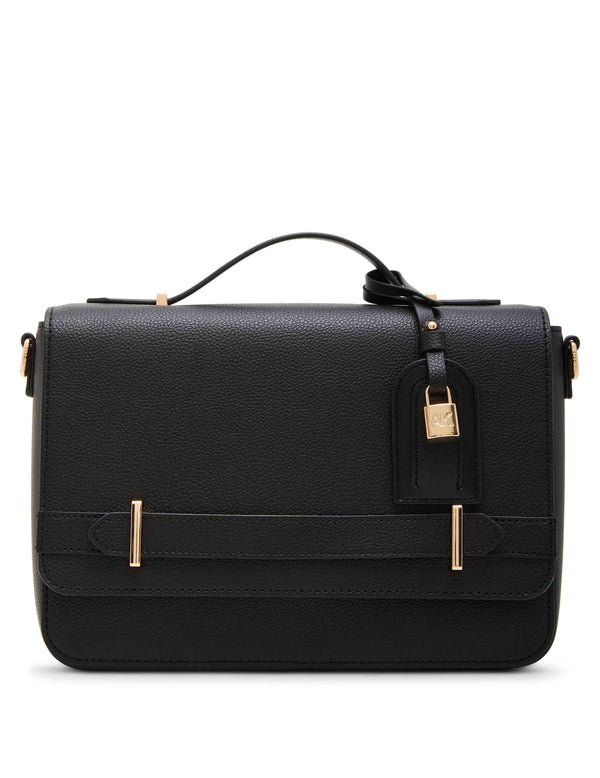 anne klein Belted Flap Crossbody With Convertible Strap Black