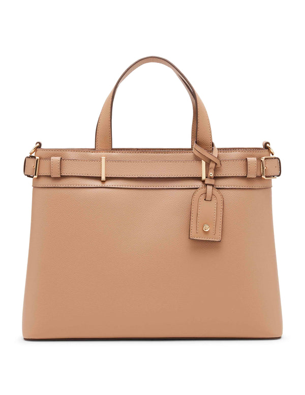 anne klein Belted satchel with convertible strap Sunbaked