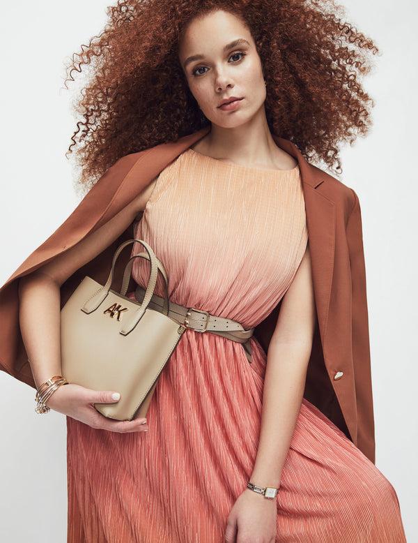 anne klein Boatneck Pleated Ombre Midi Dress- Sale Rose Clay Multi