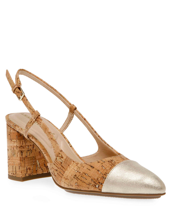 anne klein Brinlee Sling Back Pump Natural Platinum Cork