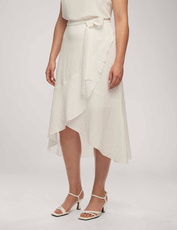 anne klein Bubble Check Ruffle Skirt- Sale Bright White