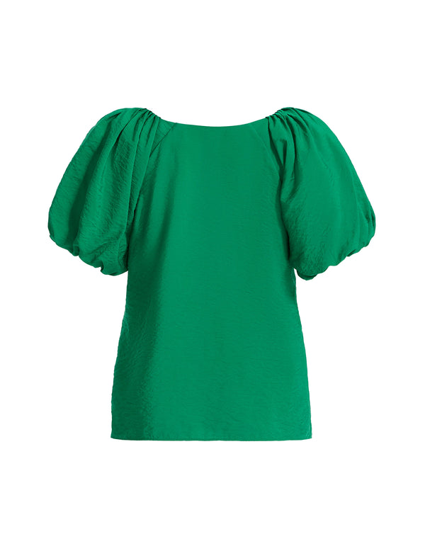 Anne Klein Bubble Sleeve Scoop Neck Blouse Tropical Green