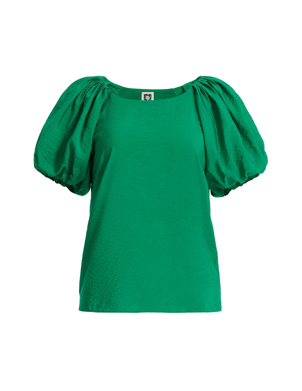 anne klein Bubble Sleeve Scoop Neck Blouse Tropical Green